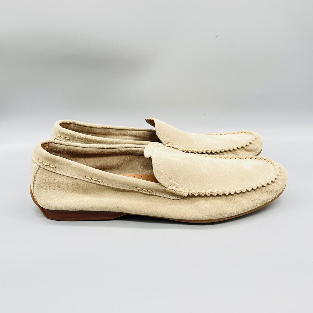 Frye Shoes Mens 13 Beige Suede Moccasin Loafers Slip On Casual Comfort Walking